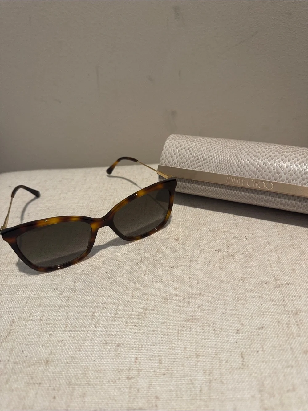 Jimmy Choo Tortoiseshell Cat-Eye Sunglasses - Brown/Gold Accents
